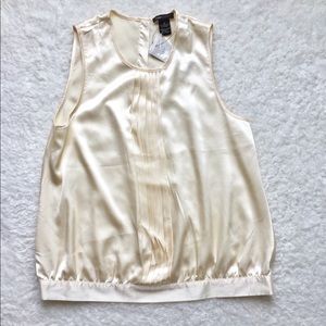 BCBG Maxazria Pleated Blouse Cream Size M